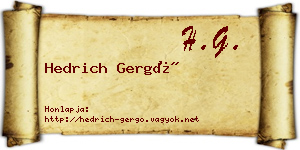 Hedrich Gergő névjegykártya